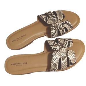 American Eagle Outfitters Snake pattern summer brown leather flats shoes…